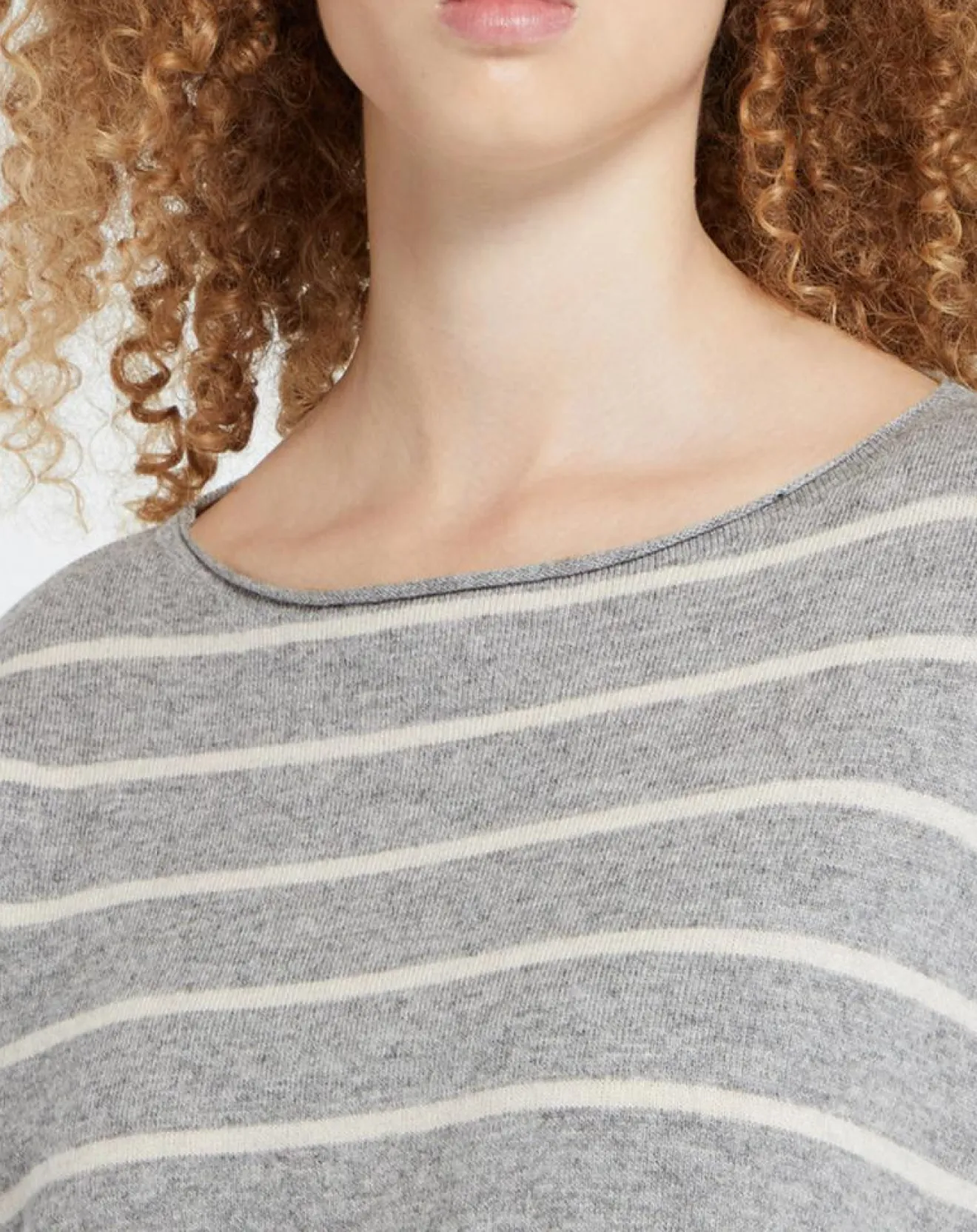 Clearance Yerse Pull en Laine & Cachemire mélangé Julianne à rayures gris/blanc