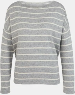 Clearance Yerse Pull en Laine & Cachemire mélangé Julianne à rayures gris/blanc