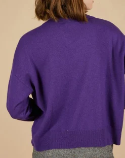 Outlet Cashmere Tribu Pull en Laine & Cachemire Paloma col polo aubergine