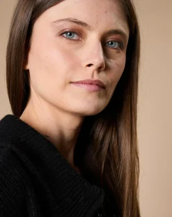 Femme Oscar et Louise Pull en Laine & Cachemire mélangés Maia 1/2 zip noir