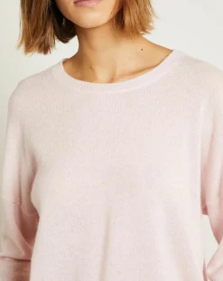 Femme Miss Cashmere Pull en Laine & Cachemire Clémence Col rond rose poudré
