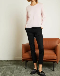 Femme Miss Cashmere Pull en Laine & Cachemire Clémence Col rond rose poudré