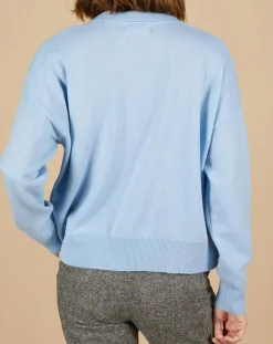 Femme Cashmere Tribu Pull en Laine & Cachemire Paloma col polo topaze