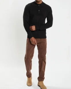 Homme Marc O'Polo Pull en Laine & Coton à boutons noir