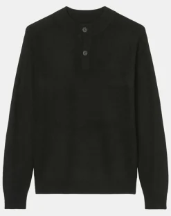 Homme Marc O'Polo Pull en Laine & Coton à boutons noir
