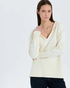 Femme Zapa Pull en Laine & Coton Novalie écru