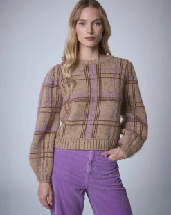 Femme Manoush Pull en Laine & Mohair mélangés Maille Carreaux unique