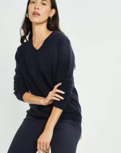 Sale Lauren Vidal Pull en Laine & Mohair mélangés Seven encre