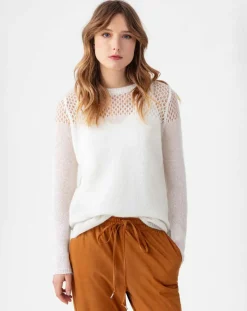 Clearance Indies Pull en Laine & Mohair mélangés Cleo ecru