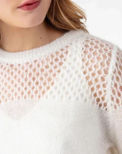 Clearance Indies Pull en Laine & Mohair mélangés Cleo ecru