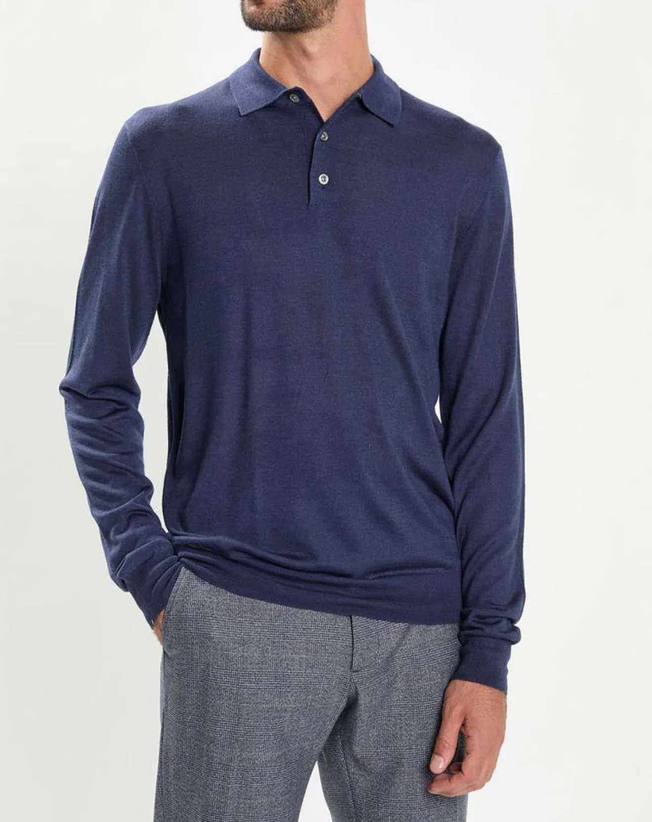 Best Hackett London Pull en Laine & Soie col polo bleu