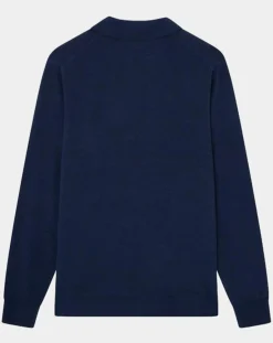 Best Hackett London Pull en Laine & Soie col polo bleu