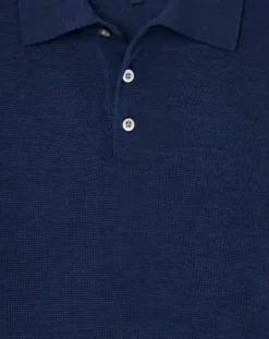 Best Hackett London Pull en Laine & Soie col polo bleu