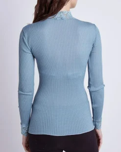 Femme Mare Pull en Laine & Soie Suzie bleu