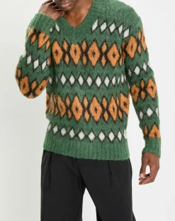 Best Marc O'Polo Pull en Laine, Alpaga & Mohair mélangés à motifs vert