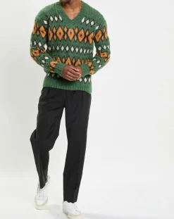 Best Marc O'Polo Pull en Laine, Alpaga & Mohair mélangés à motifs vert