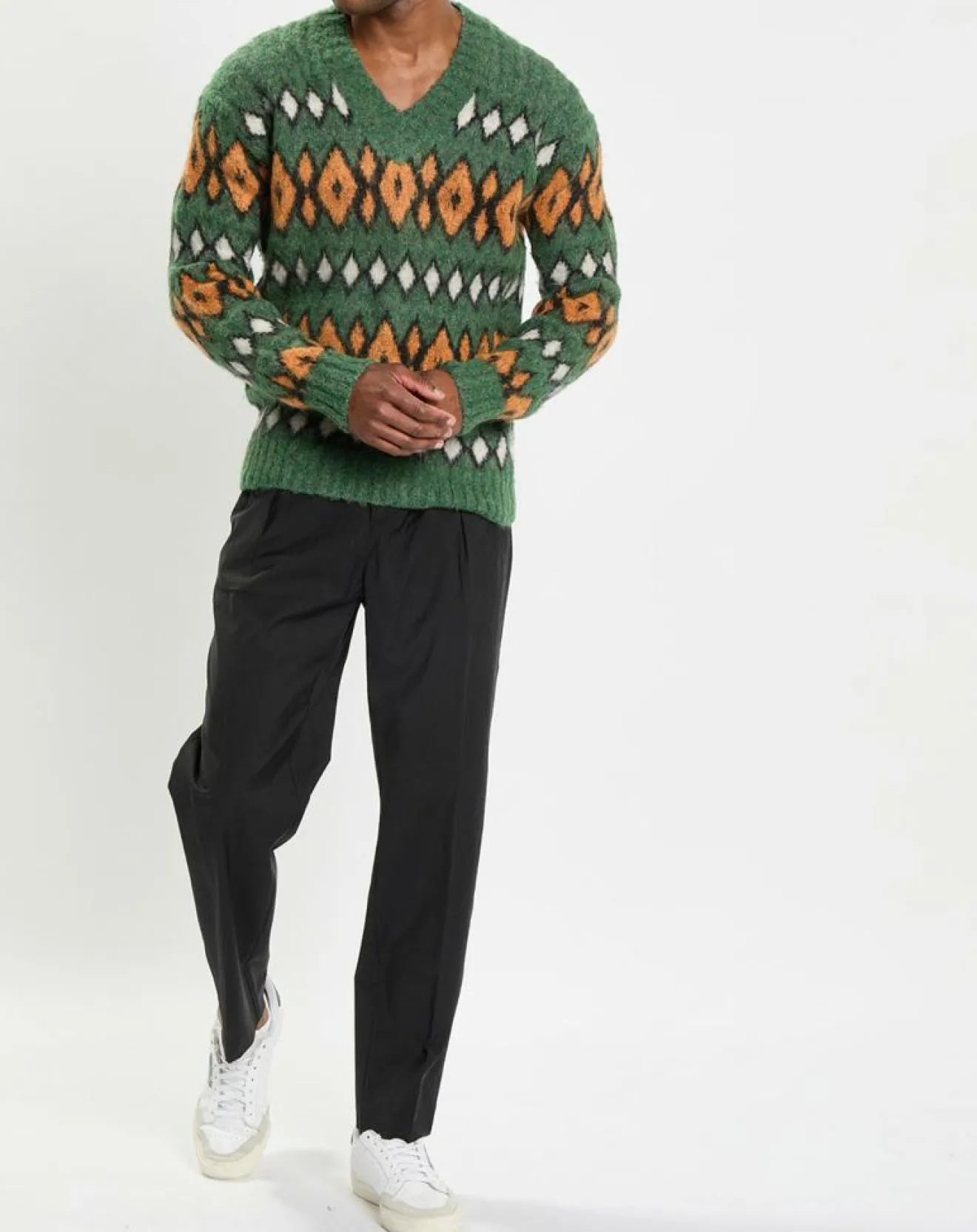 Best Marc O'Polo Pull en Laine, Alpaga & Mohair mélangés à motifs vert