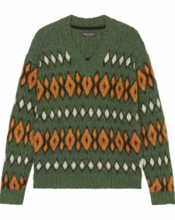 Best Marc O'Polo Pull en Laine, Alpaga & Mohair mélangés à motifs vert