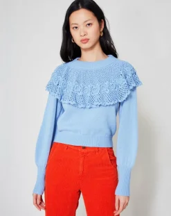 Femme Manoush Pull en Laine mélangée Babydoll Rosalie bleu