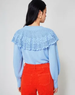 Femme Manoush Pull en Laine mélangée Babydoll Rosalie bleu