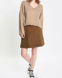 Discount Marc O'Polo Pull en Laine mélangée col V marron clair