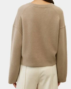 Discount Marc O'Polo Pull en Laine mélangée col V marron clair