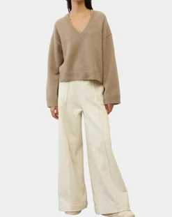 Discount Marc O'Polo Pull en Laine mélangée col V marron clair