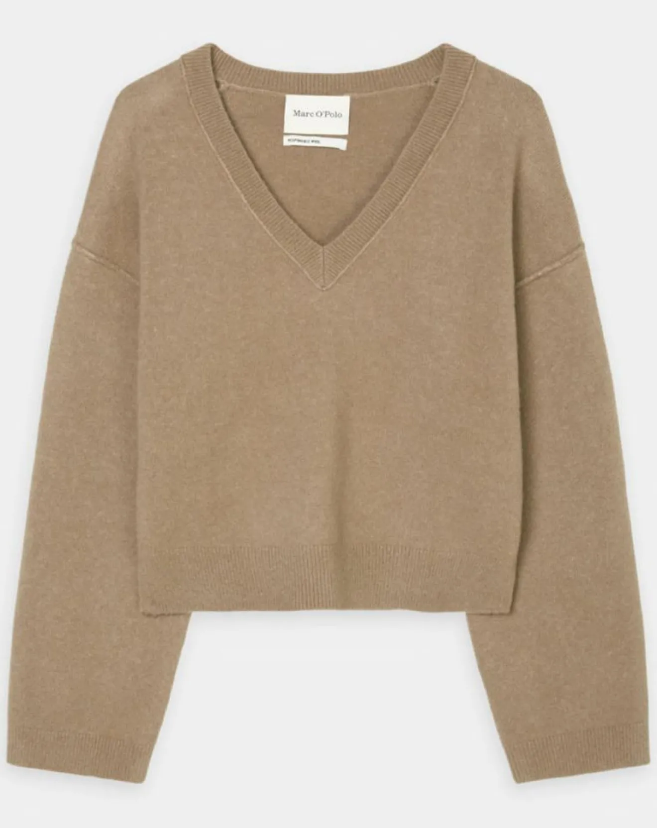 Discount Marc O'Polo Pull en Laine mélangée col V marron clair