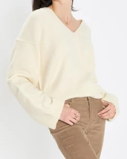 Femme Marc O'Polo Pull en Laine mélangée col V écru