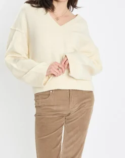 Femme Marc O'Polo Pull en Laine mélangée col V écru