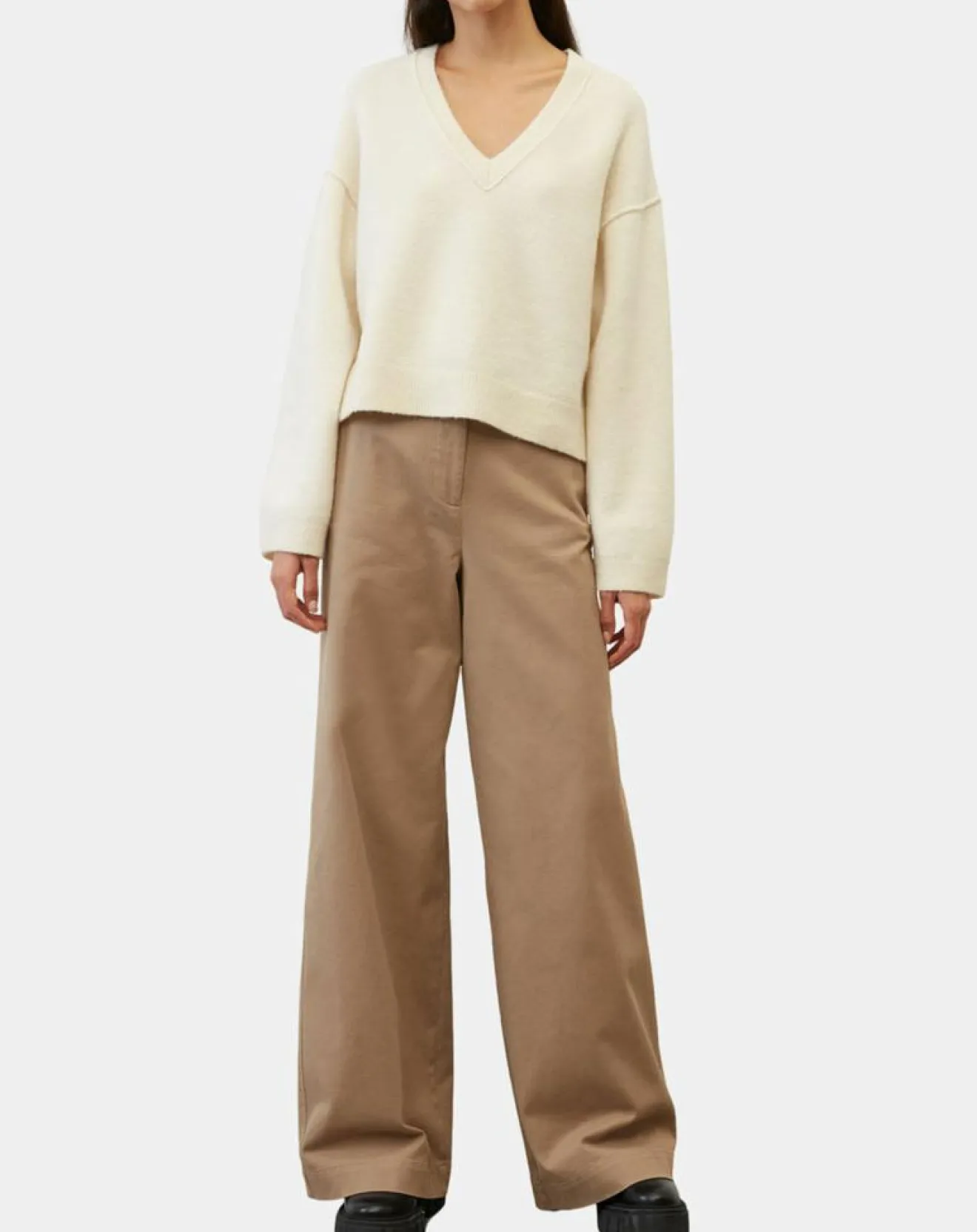 Femme Marc O'Polo Pull en Laine mélangée col V écru