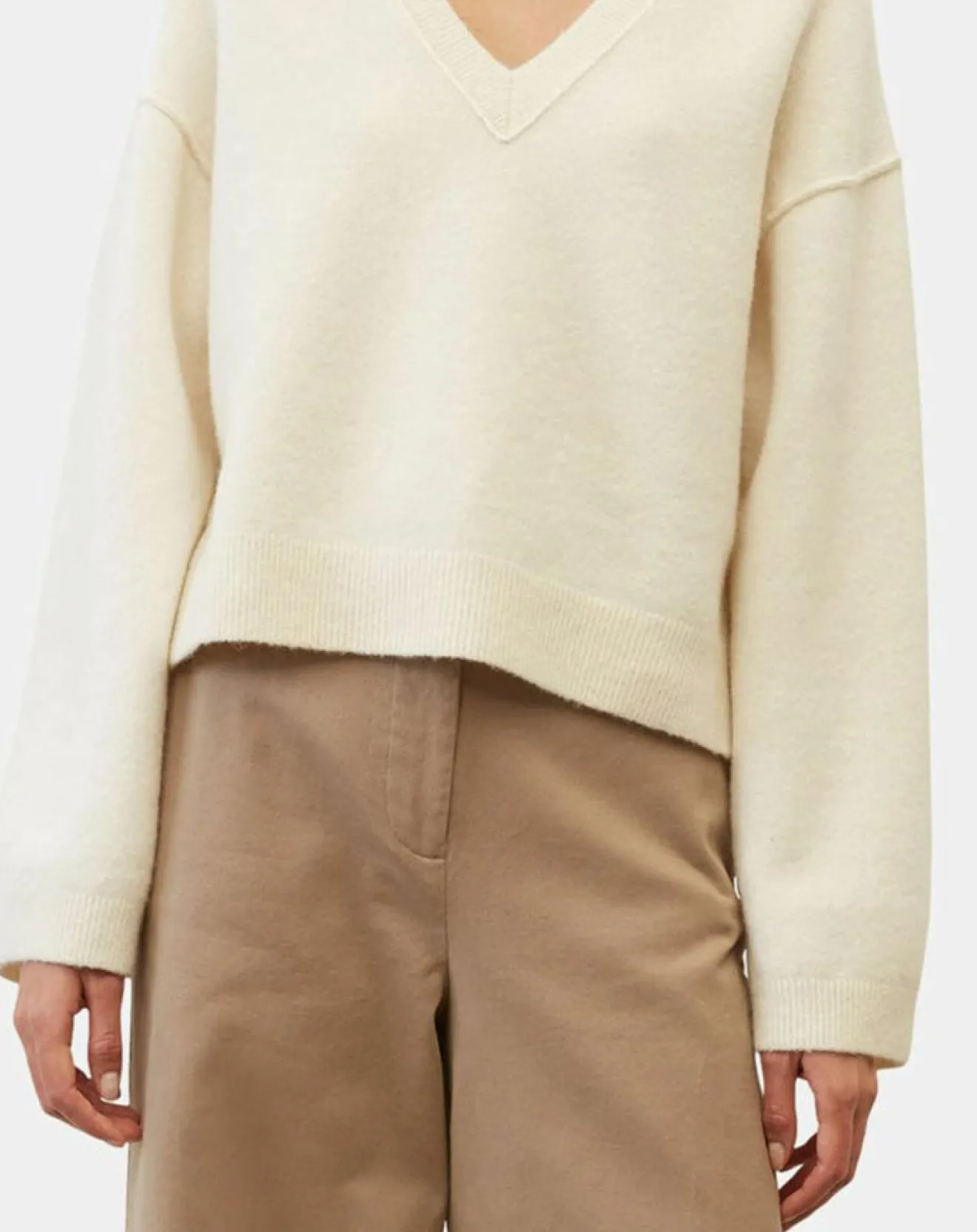 Femme Marc O'Polo Pull en Laine mélangée col V écru