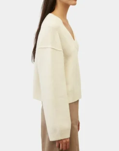 Femme Marc O'Polo Pull en Laine mélangée col V écru