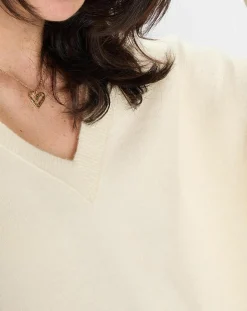 Femme Marc O'Polo Pull en Laine mélangée col V écru