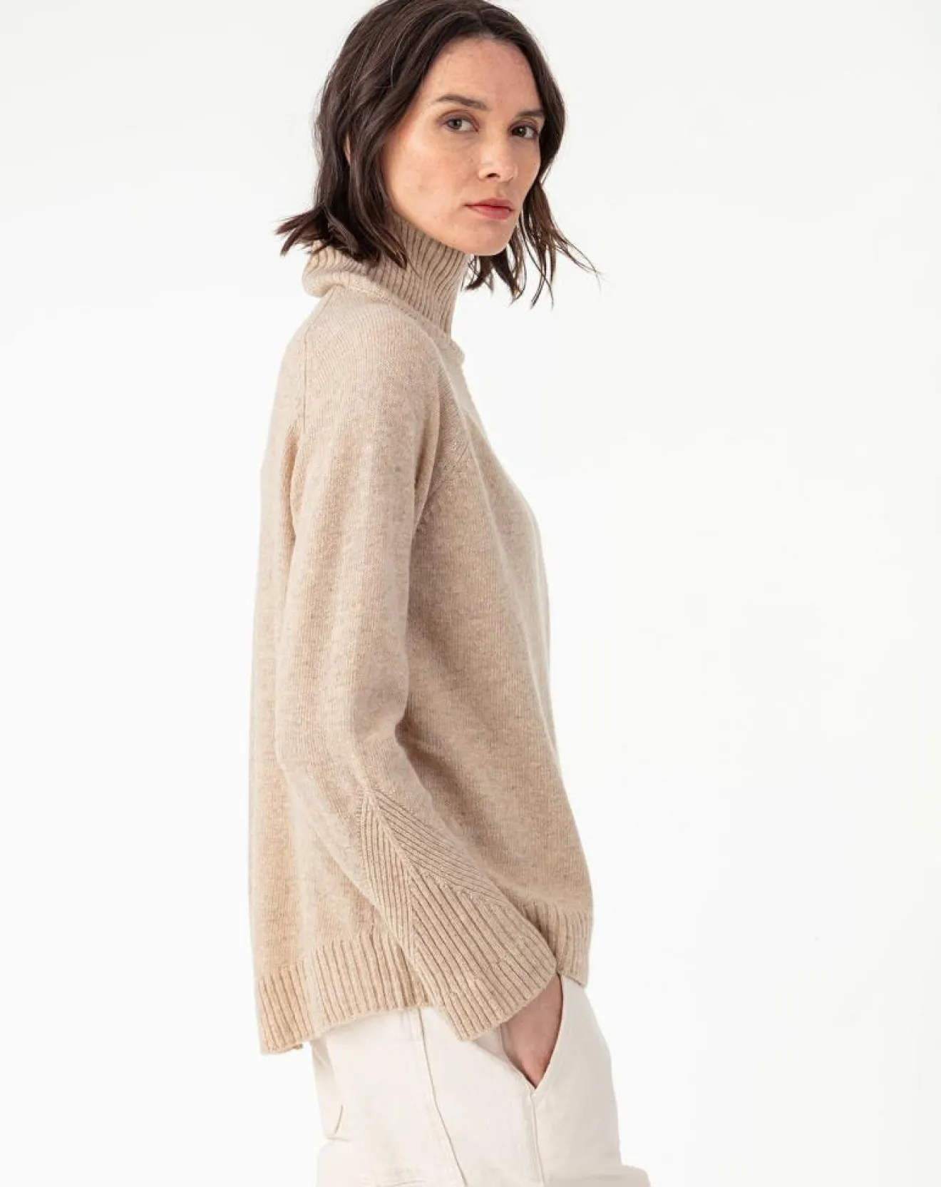 Femme Indies Pull en Laine mélangée Conrad beige