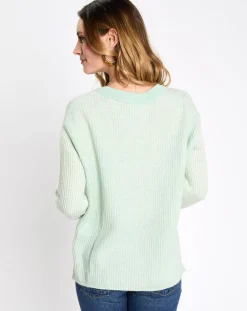 New Esprit Pull en Laine mélangée cv crop vert d'eau