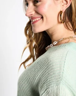 New Esprit Pull en Laine mélangée cv crop vert d'eau