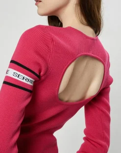 Discount Marine Serre Pull en Laine mélangée Open-Back Ribbed rose fushia