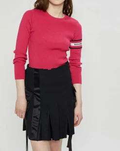 Discount Marine Serre Pull en Laine mélangée Open-Back Ribbed rose fushia