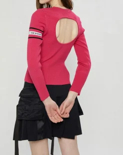 Discount Marine Serre Pull en Laine mélangée Open-Back Ribbed rose fushia