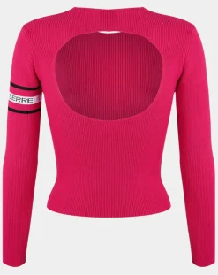 Discount Marine Serre Pull en Laine mélangée Open-Back Ribbed rose fushia