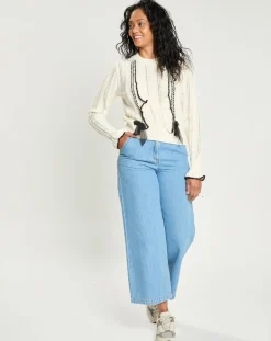 Online Manoush Pull en Laine mélangée Parure ecru