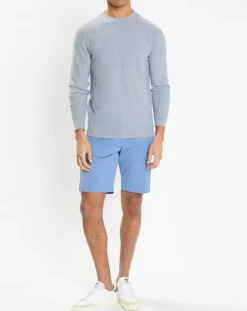 Homme Hackett London Pull en Laine, Soie & Cachemire col rond texturé bleu clair