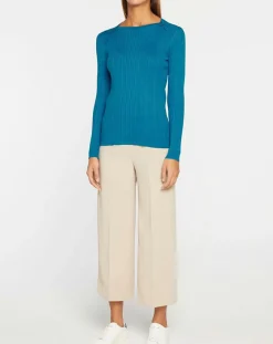 Femme Galeries Lafayette Pull en Maille côtelée col bateau Fya bleu moyen