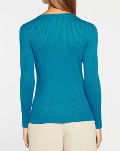 Femme Galeries Lafayette Pull en Maille côtelée col bateau Fya bleu moyen