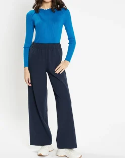 Femme Galeries Lafayette Pull en Maille côtelée col bateau Fya bleu moyen