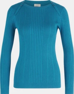 Femme Galeries Lafayette Pull en Maille côtelée col bateau Fya bleu moyen