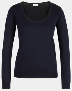 Femme Galeries Lafayette Pull en Maille fine Fya col rond bleu marine