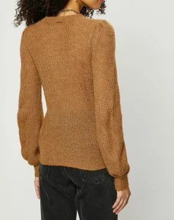 Femme Esprit Pull en Maille mélangée torsades marron clair