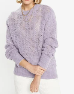 Femme Galeries Lafayette Pull en Maille pointelle mousseuse violet parme